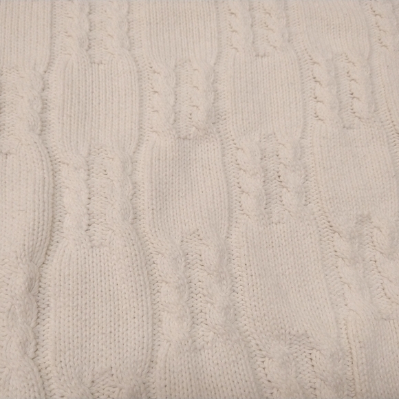 Vintage Izod Cable Knit Crochet White Long Sleeve Sweater Women's Size Medium - Picture 3 of 4